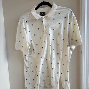 H&M Off-White Polo with Palm Tree Design